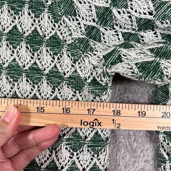 Rue Stiic Cardigan‎ Sweater Womens Medium Green Knit Crochet Mid Century - Picture 6 of 8